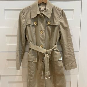 Michael Kors Tan Trench Coat with gold detailing